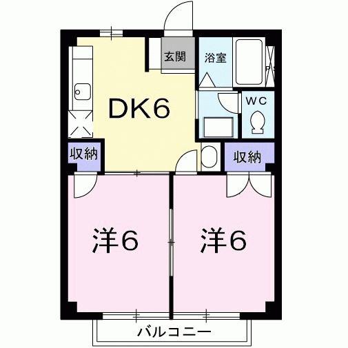 フレンドリーハイツ(2DK/2階)の間取り写真