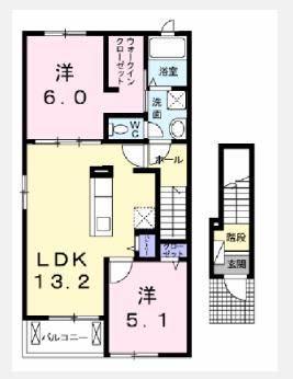 ハーモニー(2LDK/2階)の間取り写真