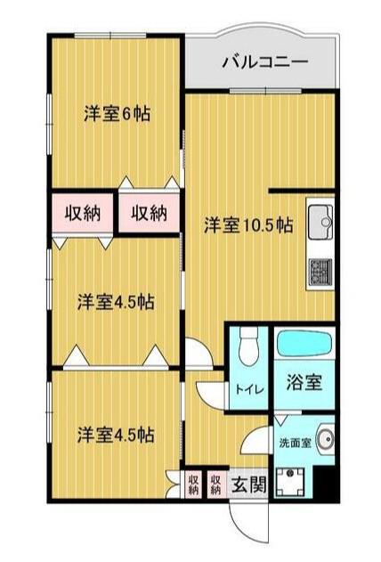 ミヤビヒルズ大泉学園B棟(3LDK/3階)の間取り写真