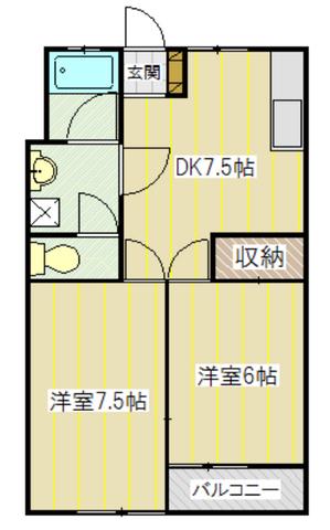 グリーンヒル飯田A(2DK/2階)の間取り写真