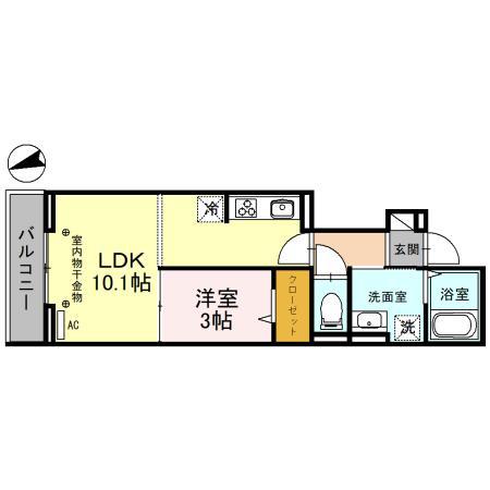 D-RESIDENCE仙波町(1LDK/2階)の間取り写真