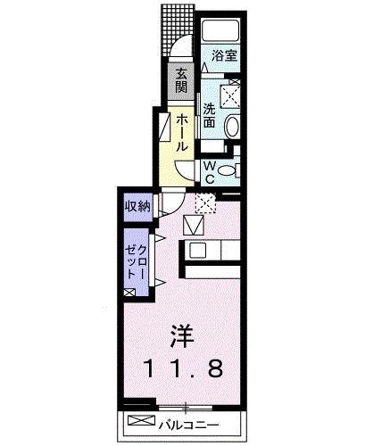 リガーレ(ワンルーム/1階)の間取り写真