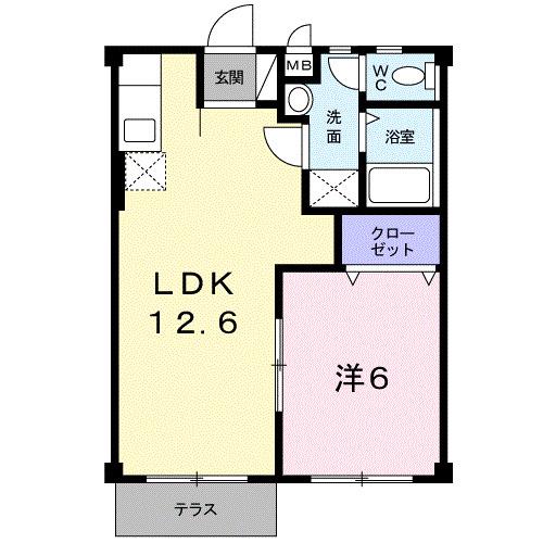 エレガンス鶴(1LDK/1階)の間取り写真