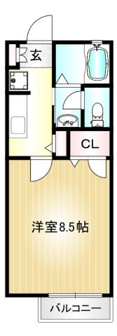 メゾンドシャルポンティエVII(1K/2階)の間取り写真
