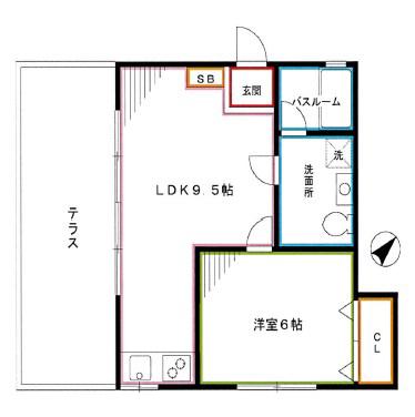 イナミハウス(1LDK/1階)の間取り写真