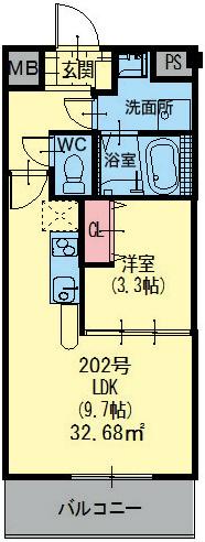 HCレジデンス(1LDK/3階)の間取り写真