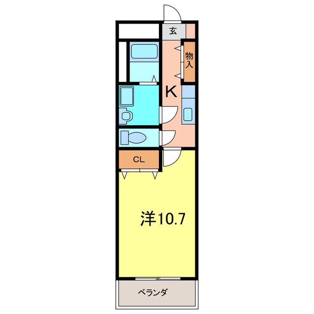 プランドール(1K/4階)の間取り写真
