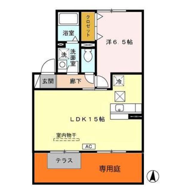 アークヒルズ J棟(1LDK/1階)の間取り写真