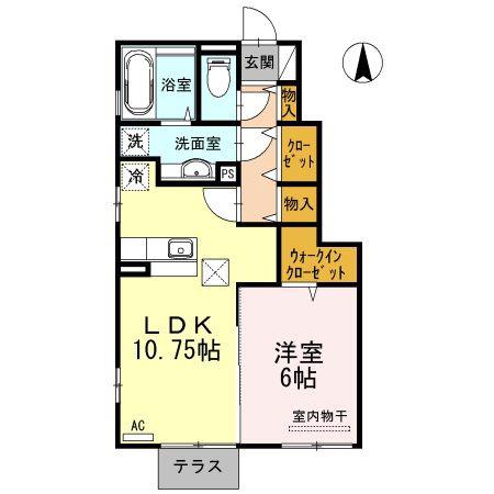 ヴィレッジロイヤル白鳥 C(1LDK/1階)の間取り写真
