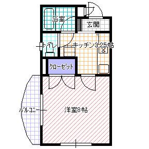 フォーライフ栄町(1K/2階)の間取り写真