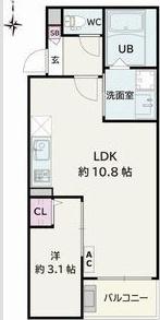 JACK HACHIKENI(1LDK/1階)の間取り写真
