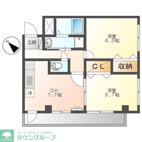 メイプルハウス(2DK/4階)の間取り写真