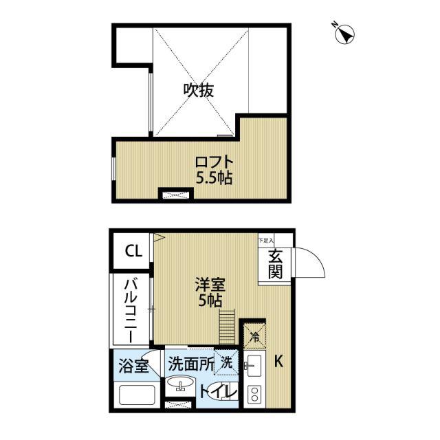 ドメーヌ堺(ワンルーム/2階)の間取り写真