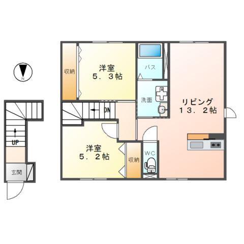 CASA柏木(2LDK/2階)の間取り写真