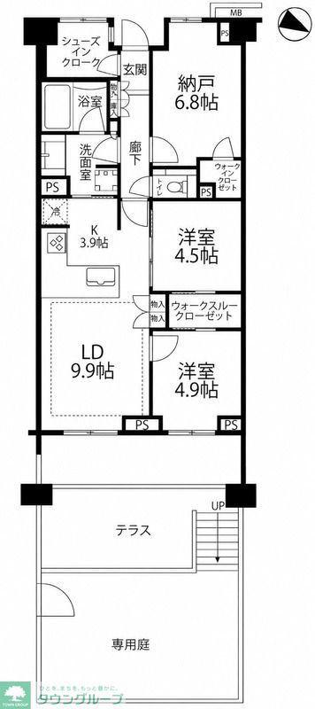 ブランズ中央林間(2SLDK/1階)の間取り写真