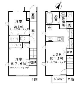 MOCX東浦和(2LDK/1階)の間取り写真