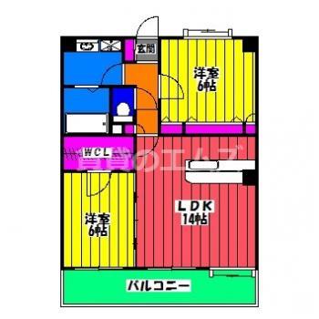 ソレアード空港南(2LDK/1階)の間取り写真