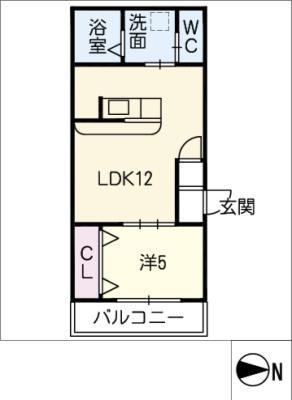 N51APARTMENT大垣(1LDK/2階)の間取り写真