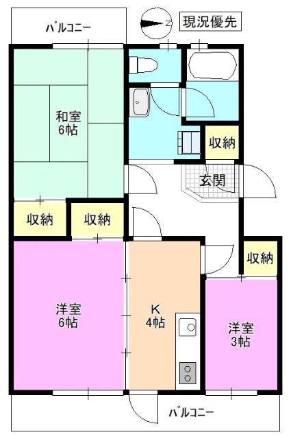 サンフラワーコーポ1号棟(3K/3階)の間取り写真