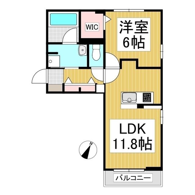 FLORE(1LDK/2階)の間取り写真