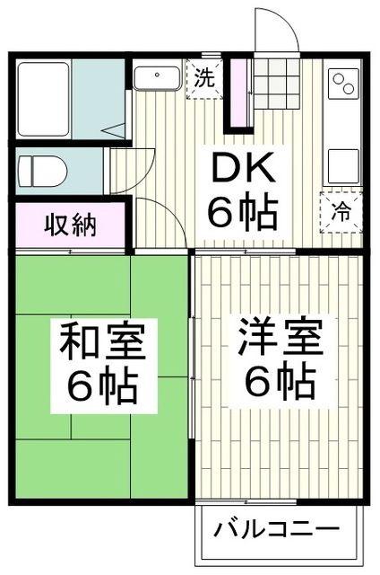 ワイエイハイツ(2DK/1階)の間取り写真