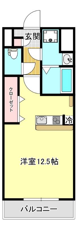 リファレンス敷戸 I(ワンルーム/3階)の間取り写真
