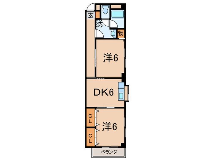 ファイブスターマンション(2DK/2階)の間取り写真