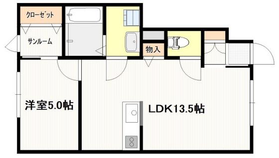南栄2丁目アパート(1SLDK/1階)の間取り写真