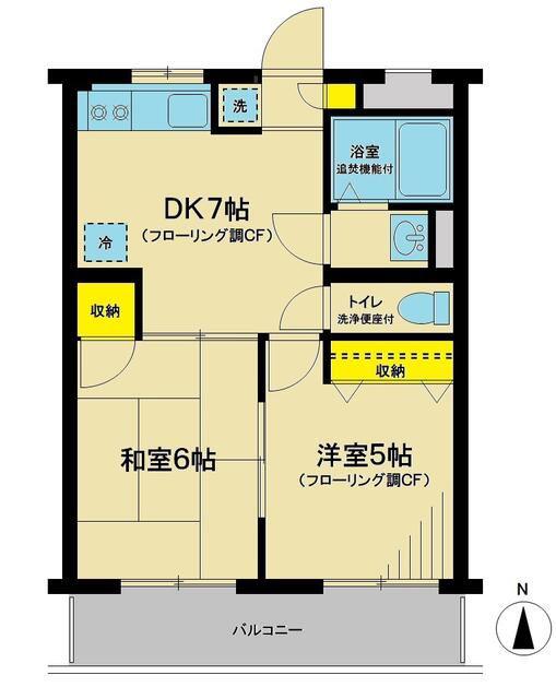 ヒルサイド1(2DK/3階)の間取り写真