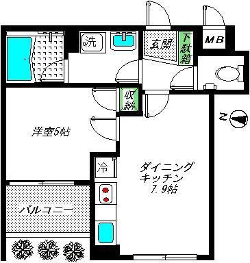 レクシオシティ新高円寺(1DK/1階)の間取り写真
