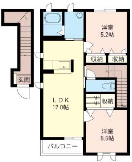 フェリーチェ(2LDK/2階)の間取り写真