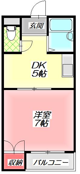 メイゾン III(1DK/4階)の間取り写真