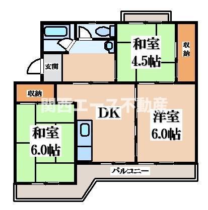 ビレッジハウス稲枝(3DK/1階)の間取り写真