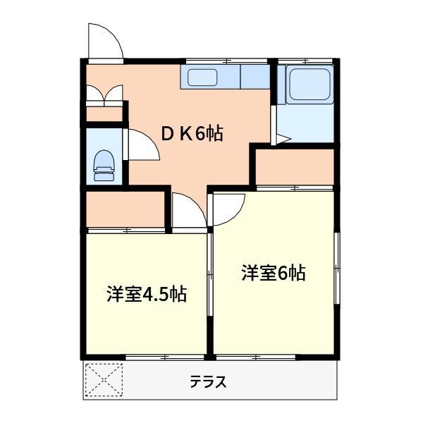 鈴蘭コーポ(2DK/1階)の間取り写真