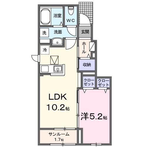 ベル レンテ(1LDK/1階)の間取り写真