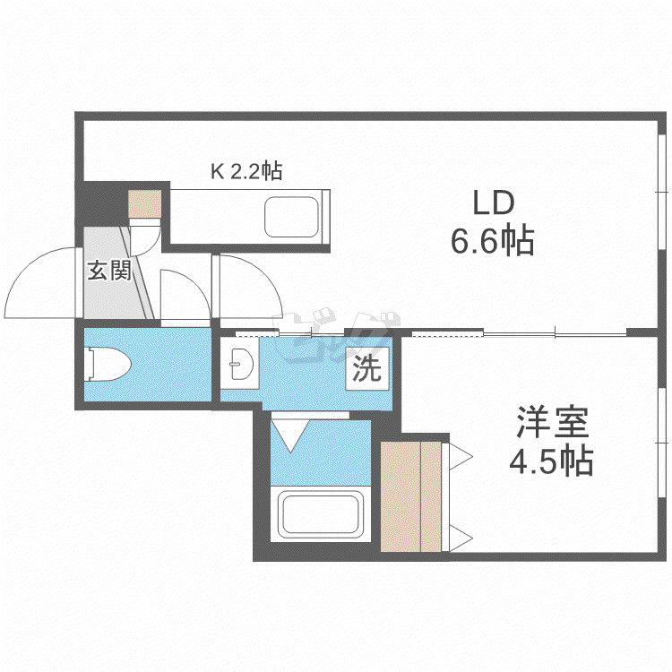 GRAN BACH麻生(1LDK/4階)の間取り写真