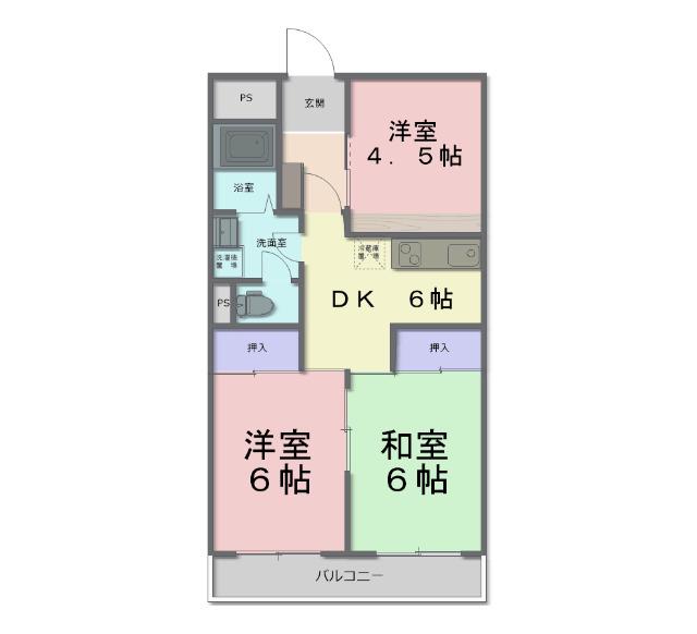 アトレシティパレス(3DK/3階)の間取り写真