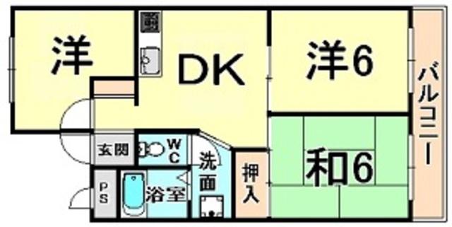 アネックス武庫之荘(3DK/2階)の間取り写真