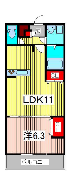 リブリ・クラージュ(1LDK/2階)の間取り写真