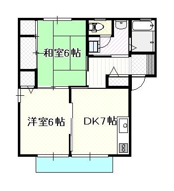 ディアスウェーブC(2DK/2階)の間取り写真