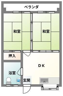 平良アパート(2DK/3階)の間取り写真