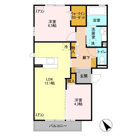グレイス A(2LDK/2階)の間取り写真