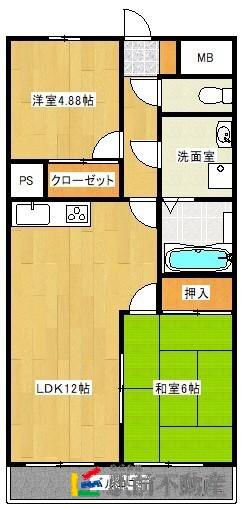 ビッグベアI(2LDK/4階)の間取り写真