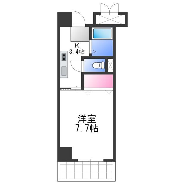 浜中マンション(1K/6階)の間取り写真