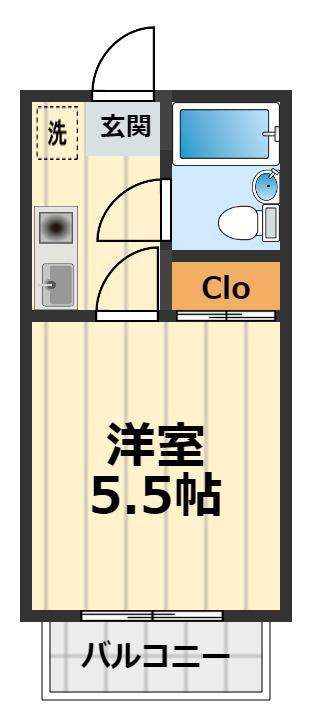 ヴェルディ南林間(1K/2階)の間取り写真