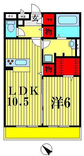 アプリコットガーデン C棟(1LDK/1階)の間取り写真