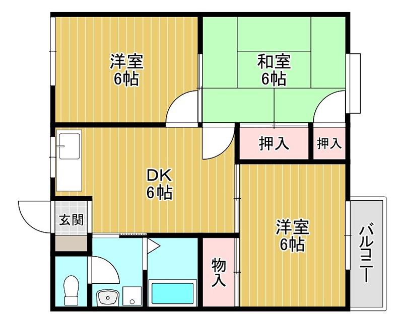 ロイヤルハイツ福田B(3DK/1階)の間取り写真