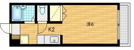 カーサ戸辺(1K/3階)の間取り写真