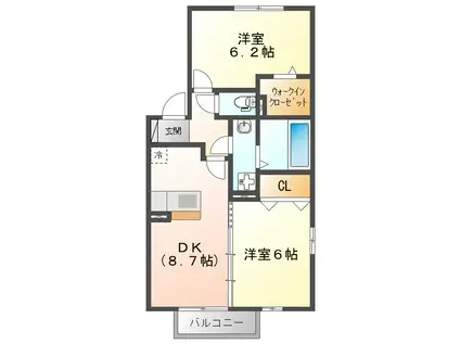 フルール シャン(2DK/1階)の間取り写真