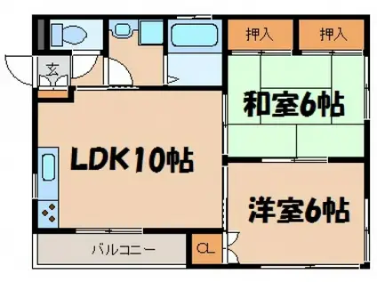 大立ビル(2LDK/3階)の間取り写真